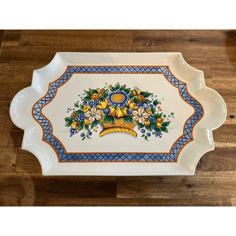Vintage Floral Tray Platter Porcelain Elizabeth Arden Roma El Fresco Japan